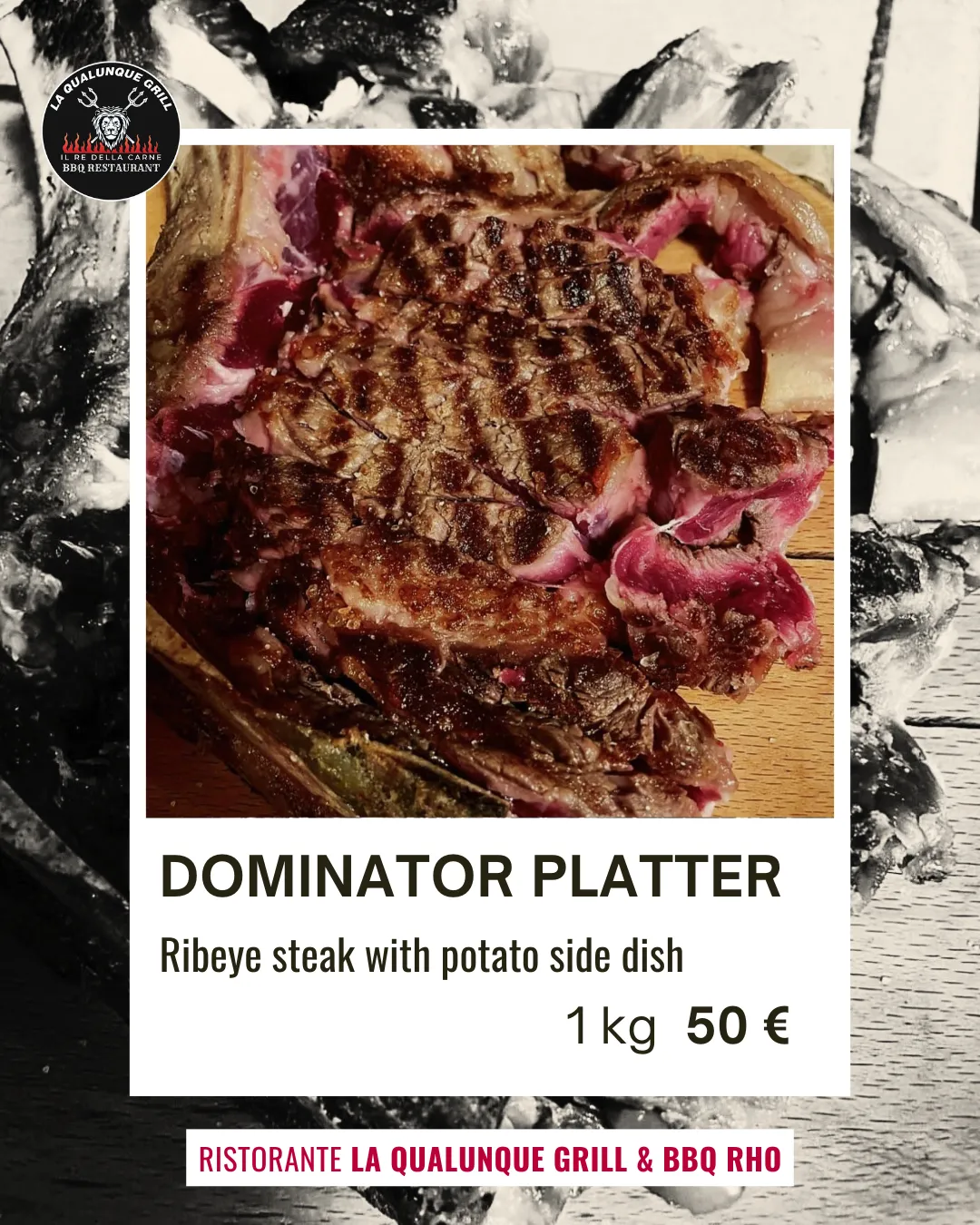 1 kg ribeye steak (Costata) with potato side